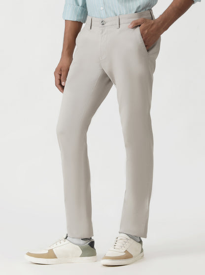 Light Grey Dobby Super Slim Fit Casual Trouser | Greenfibre