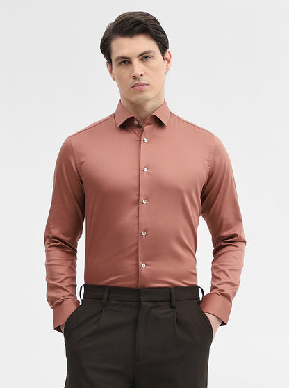 Rust Solid Slim Fit Party Wear Shirt | Wyre