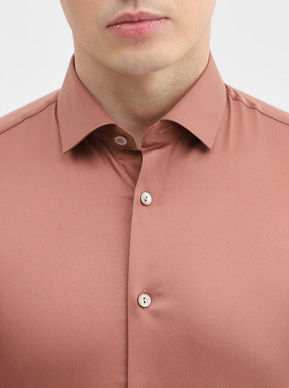 Rust Solid Slim Fit Party Wear Shirt | Wyre