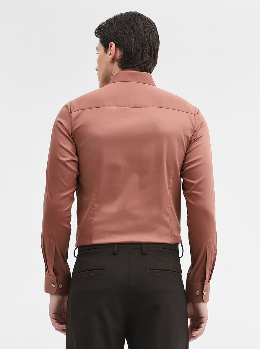 Rust Solid Slim Fit Party Wear Shirt | Wyre