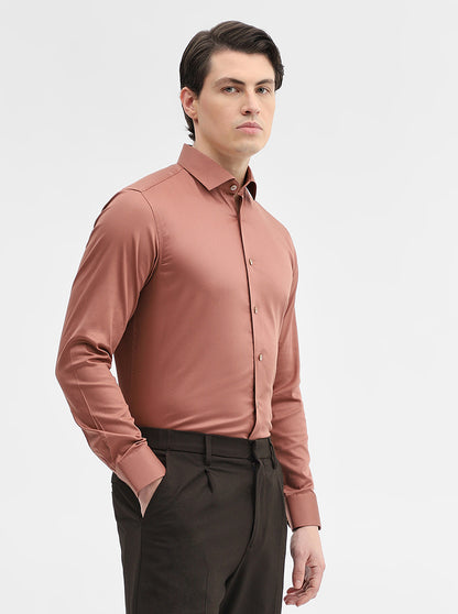 Rust Solid Slim Fit Party Wear Shirt | Wyre