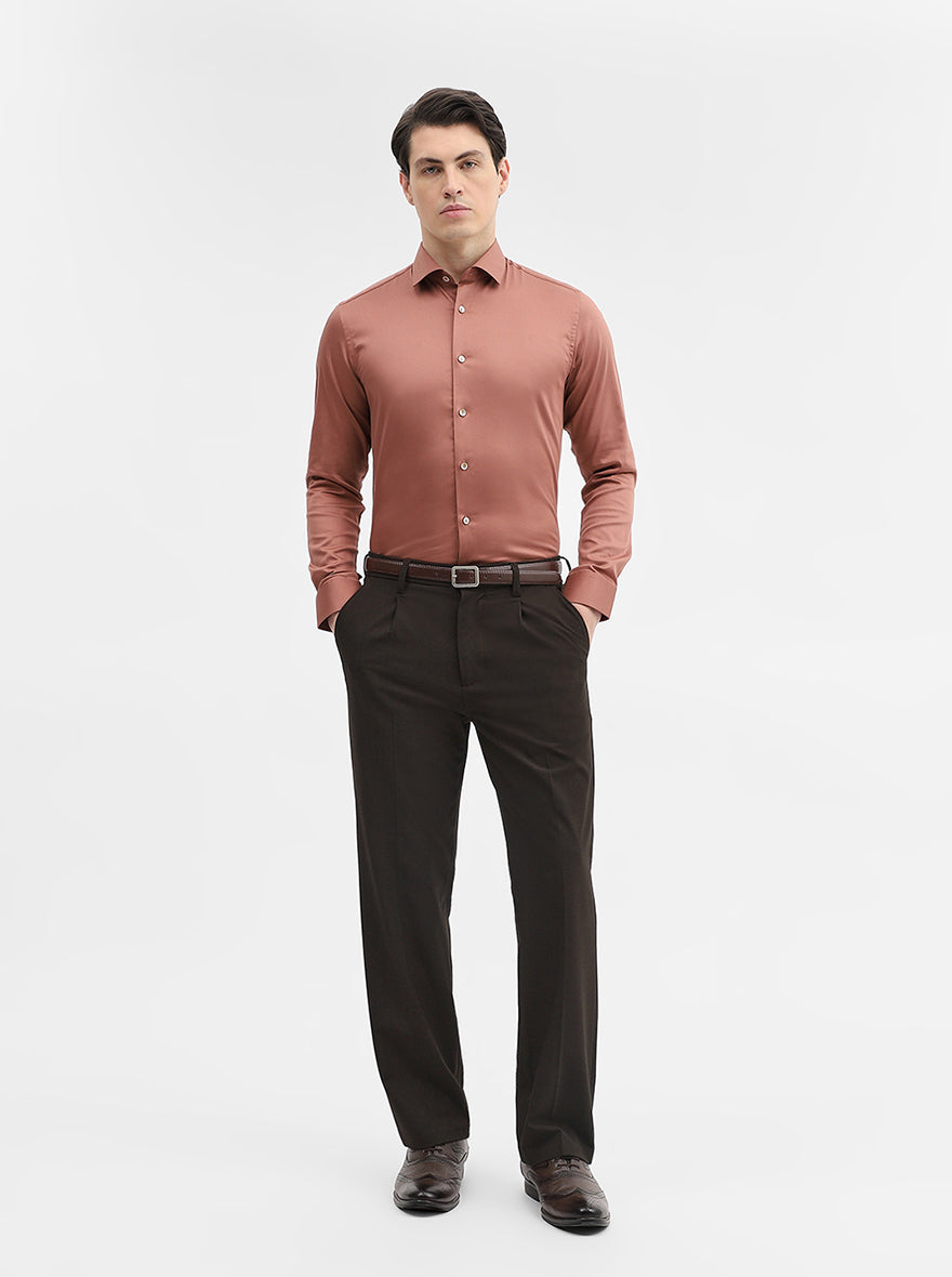 Rust Solid Slim Fit Party Wear Shirt | Wyre
