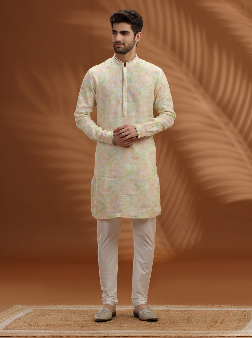 Cream Printed  Kurta | TULA