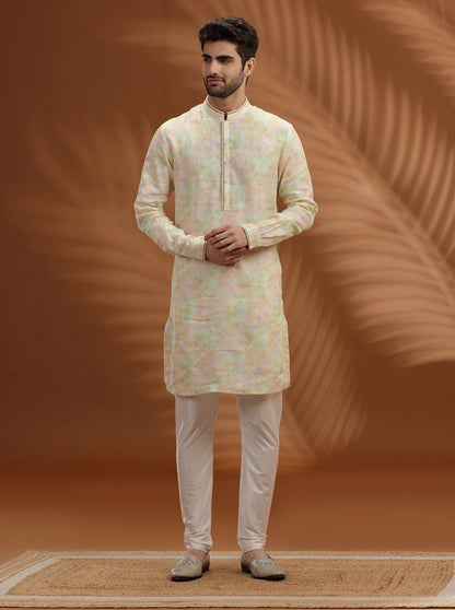 Cream Printed  Kurta | TULA