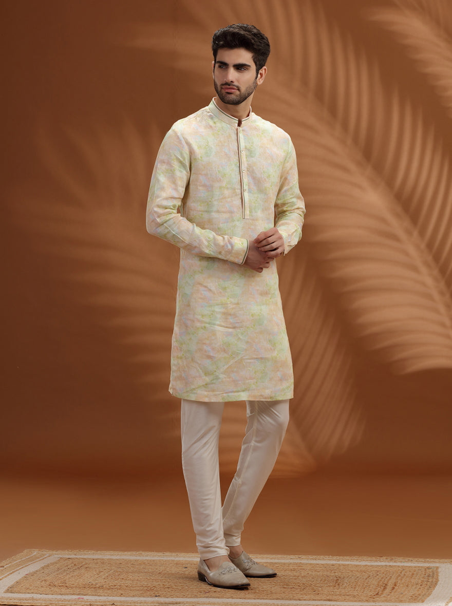 Cream Printed  Kurta | TULA
