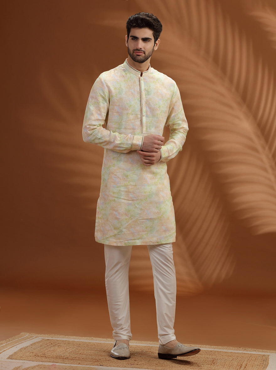 Cream Printed  Kurta | TULA