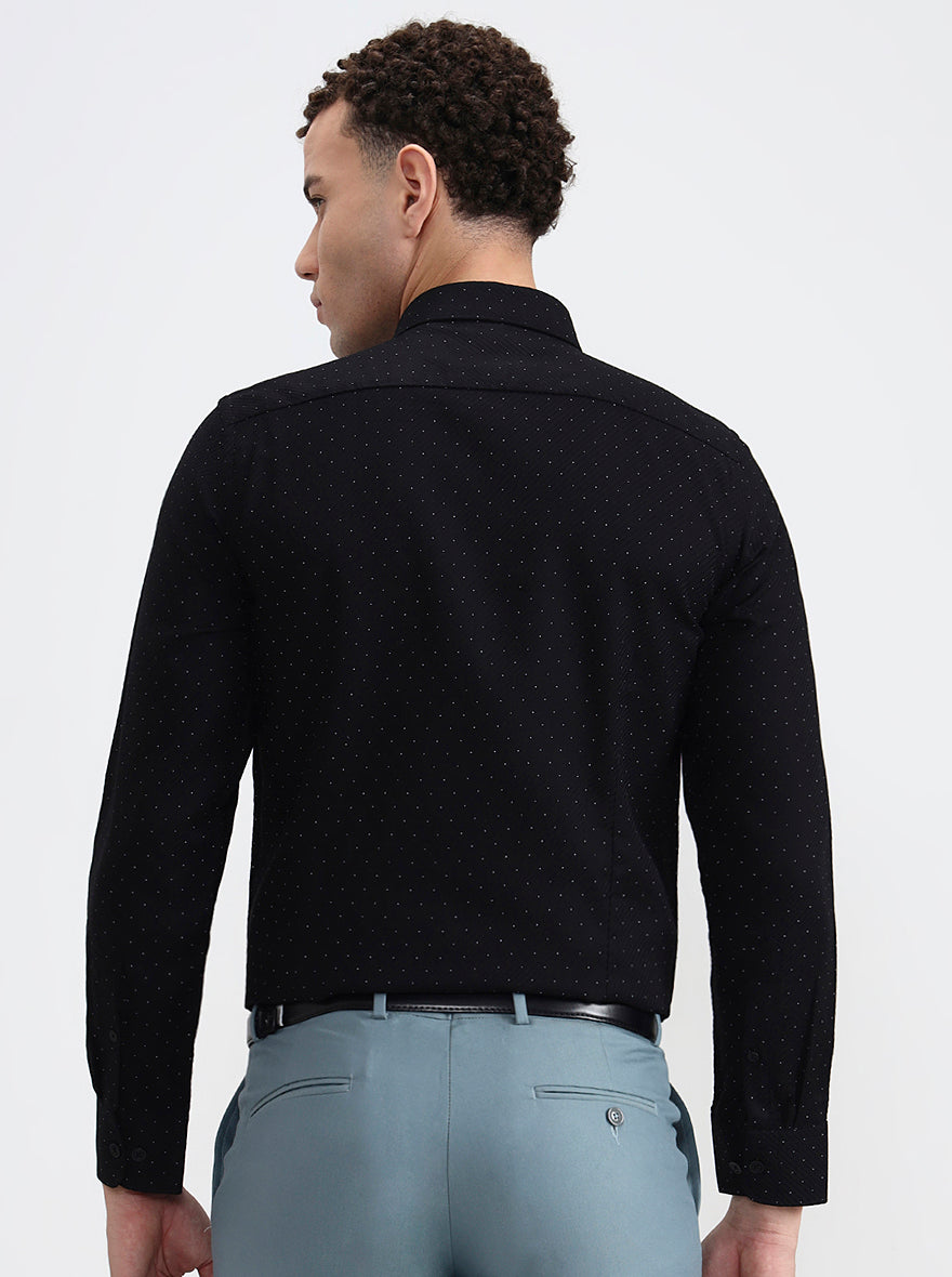 Black Printed Slim Fit Formal Shirt | JadeBlue Youth