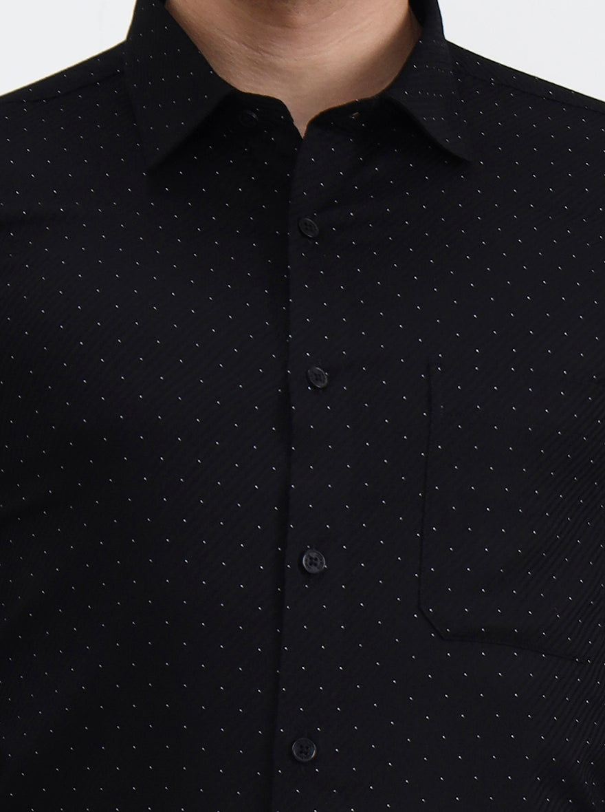 Black Printed Slim Fit Formal Shirt | JadeBlue Youth