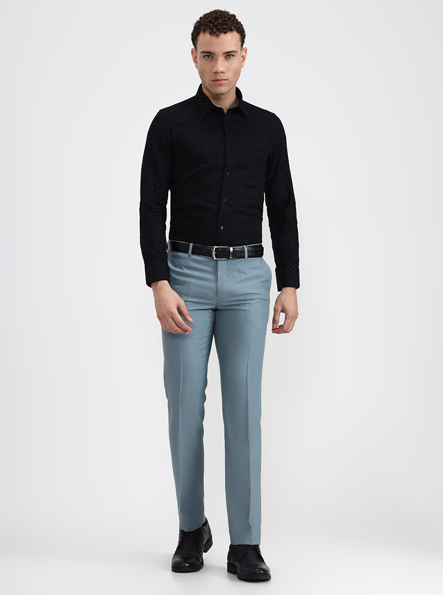 Black Printed Slim Fit Formal Shirt | JadeBlue Youth