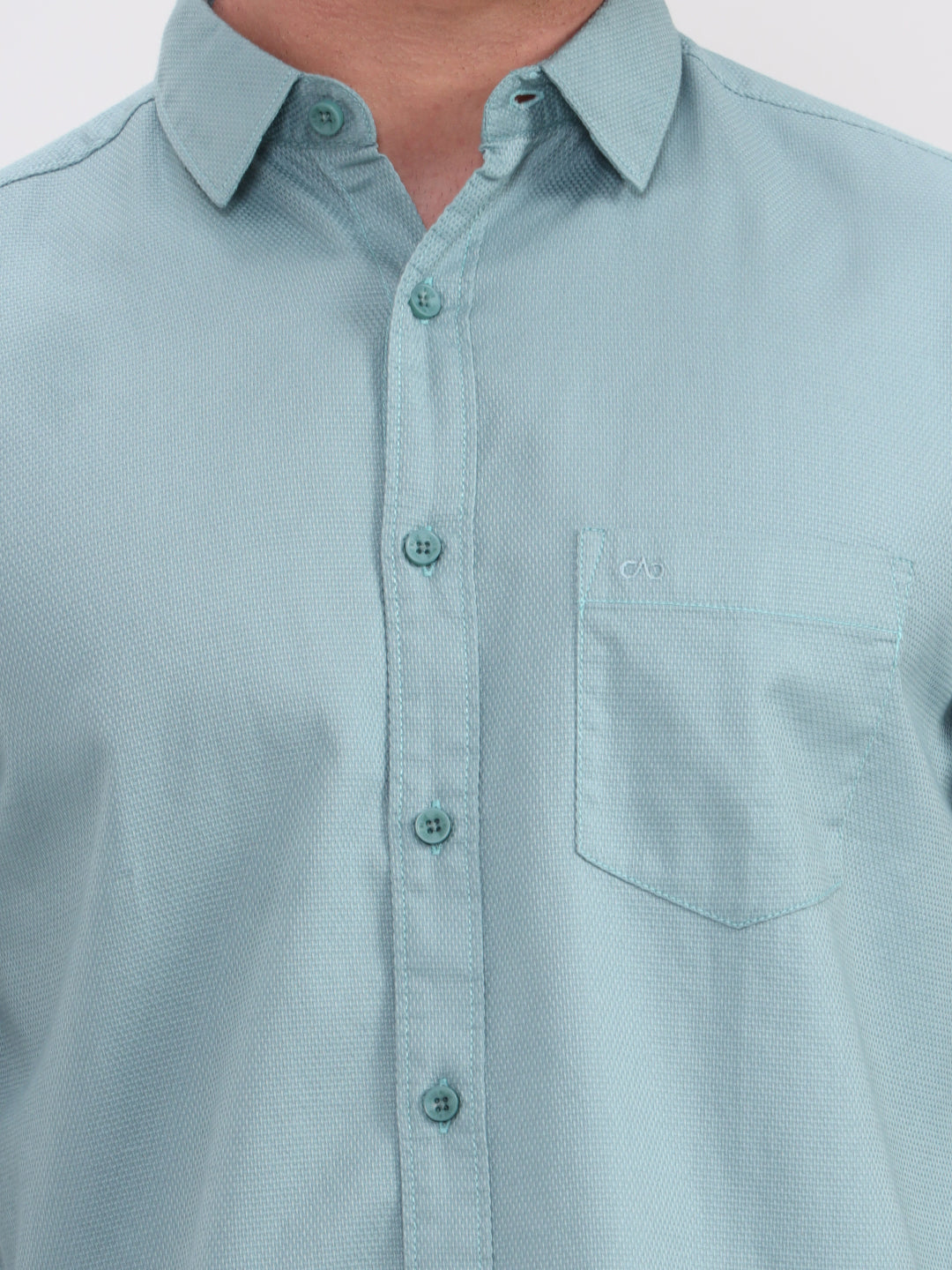 Mint Green Solid Slim Fit Casual Shirt | JadeBlue