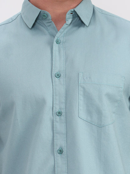 Mint Green Solid Slim Fit Casual Shirt | JadeBlue