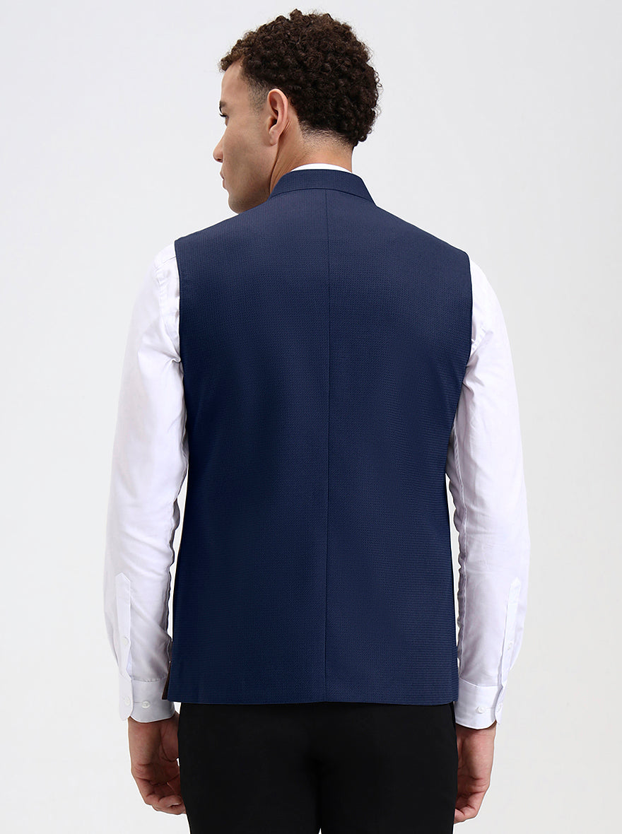 Blue Solid Regular Fit Modi Jacket | JadeBlue