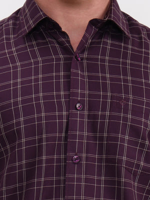 Purple Checked Smart Fit Semi Casual Shirt | Greenfibre