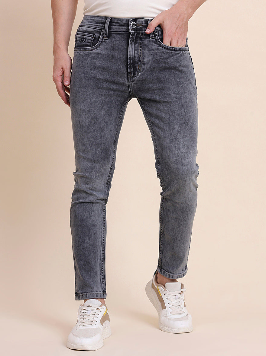 Mid Grey Washed Rider Fit Jeans | JadeBlue