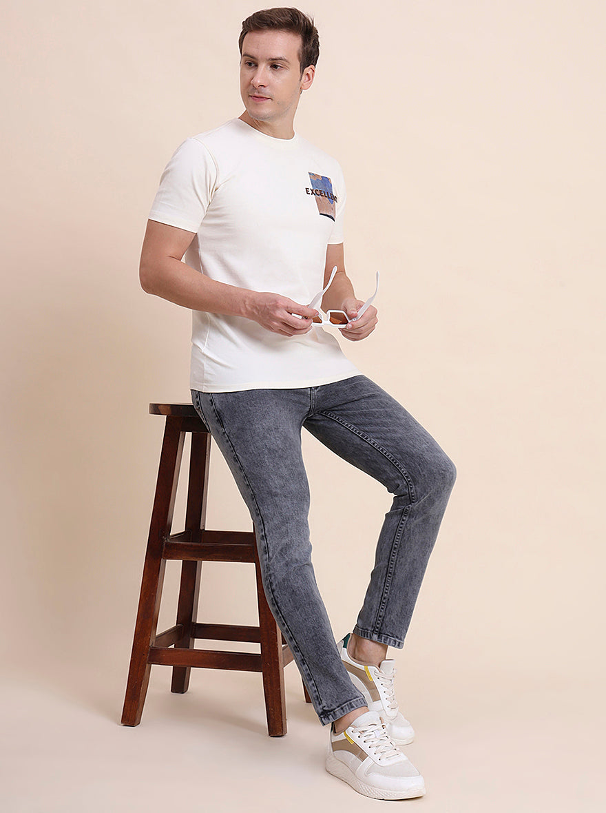 Mid Grey Washed Rider Fit Jeans | JadeBlue