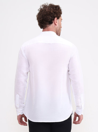 White Solid Slim Fit Short Kurta | JadeBlue