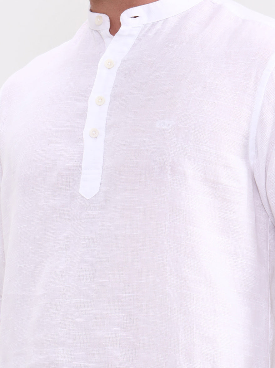 White Solid Slim Fit Short Kurta | JadeBlue
