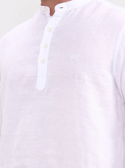 White Solid Slim Fit Short Kurta | JadeBlue