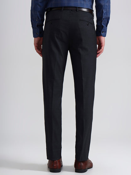 Grey Checked Slim Fit Formal Trouser | JadeBlue Youth