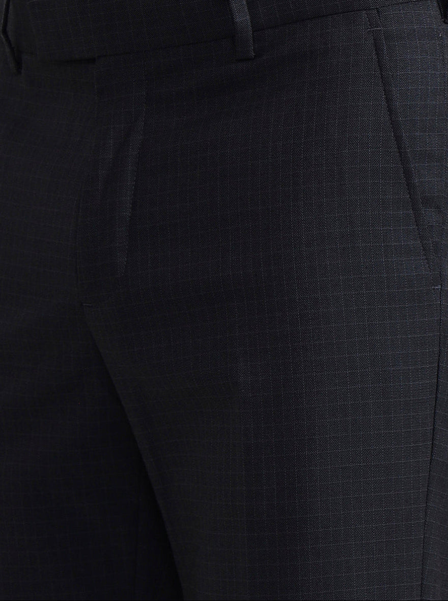 Grey Checked Slim Fit Formal Trouser | JadeBlue Youth