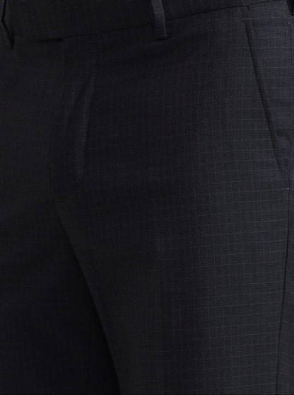 Grey Checked Slim Fit Formal Trouser | JadeBlue Youth