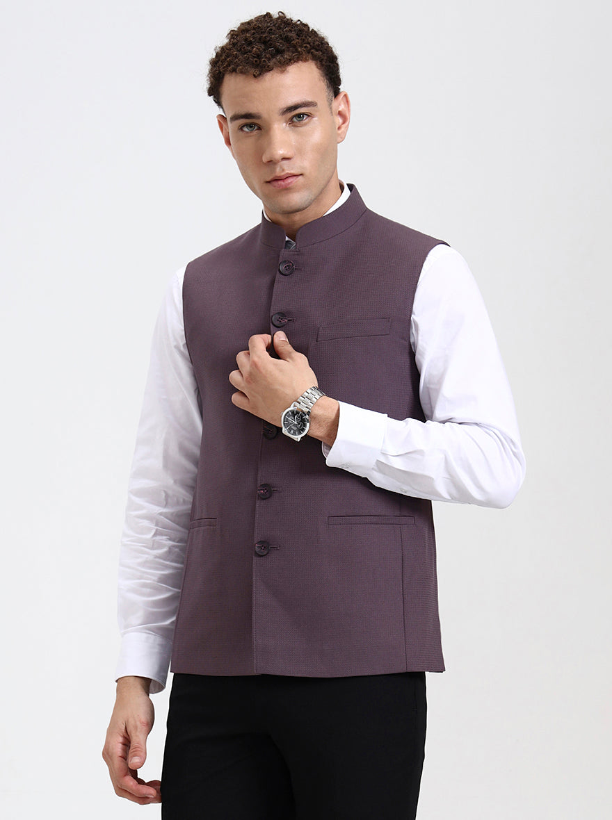 Dark pink Solid Regular Fit Modi Jacket | JadeBlue