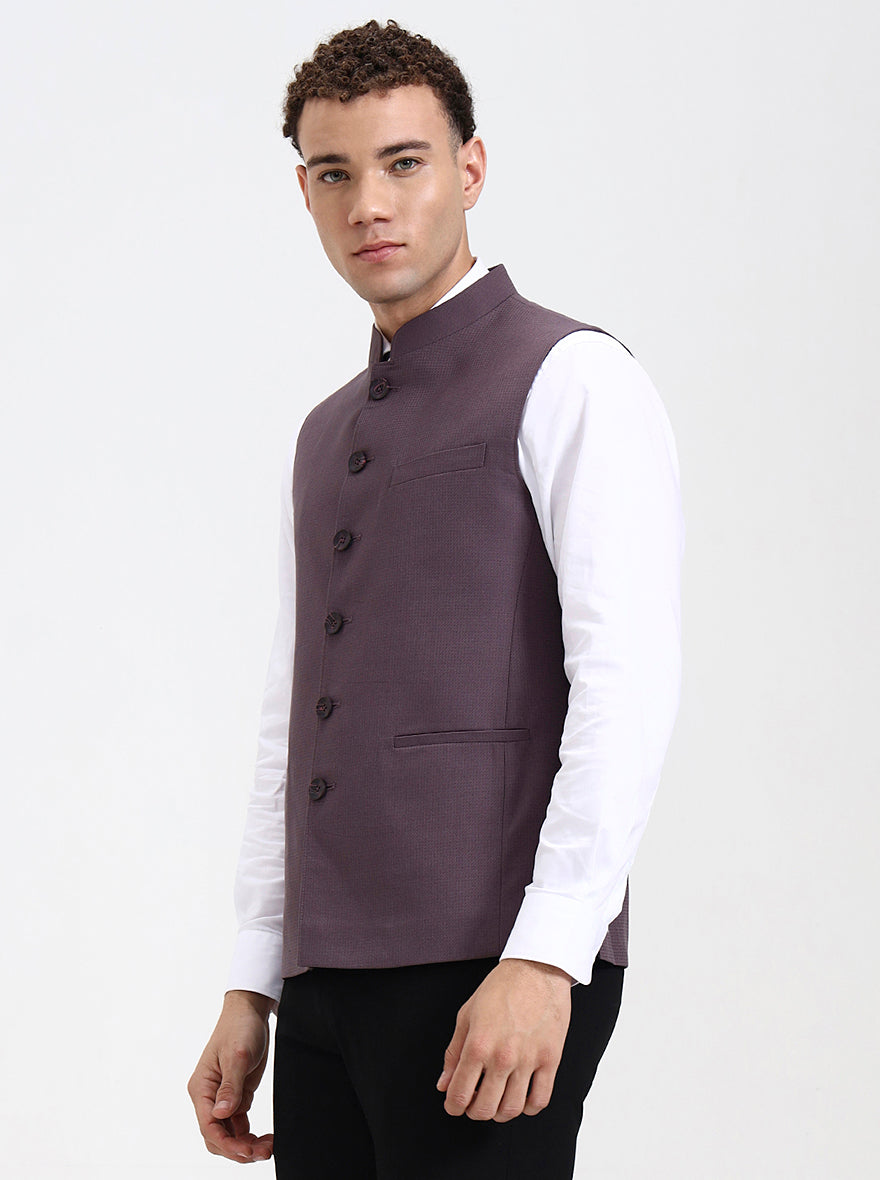 Dark pink Solid Regular Fit Modi Jacket | JadeBlue