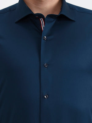 Teal Solid Slim Fit Party Wear Shirt | JB X JB