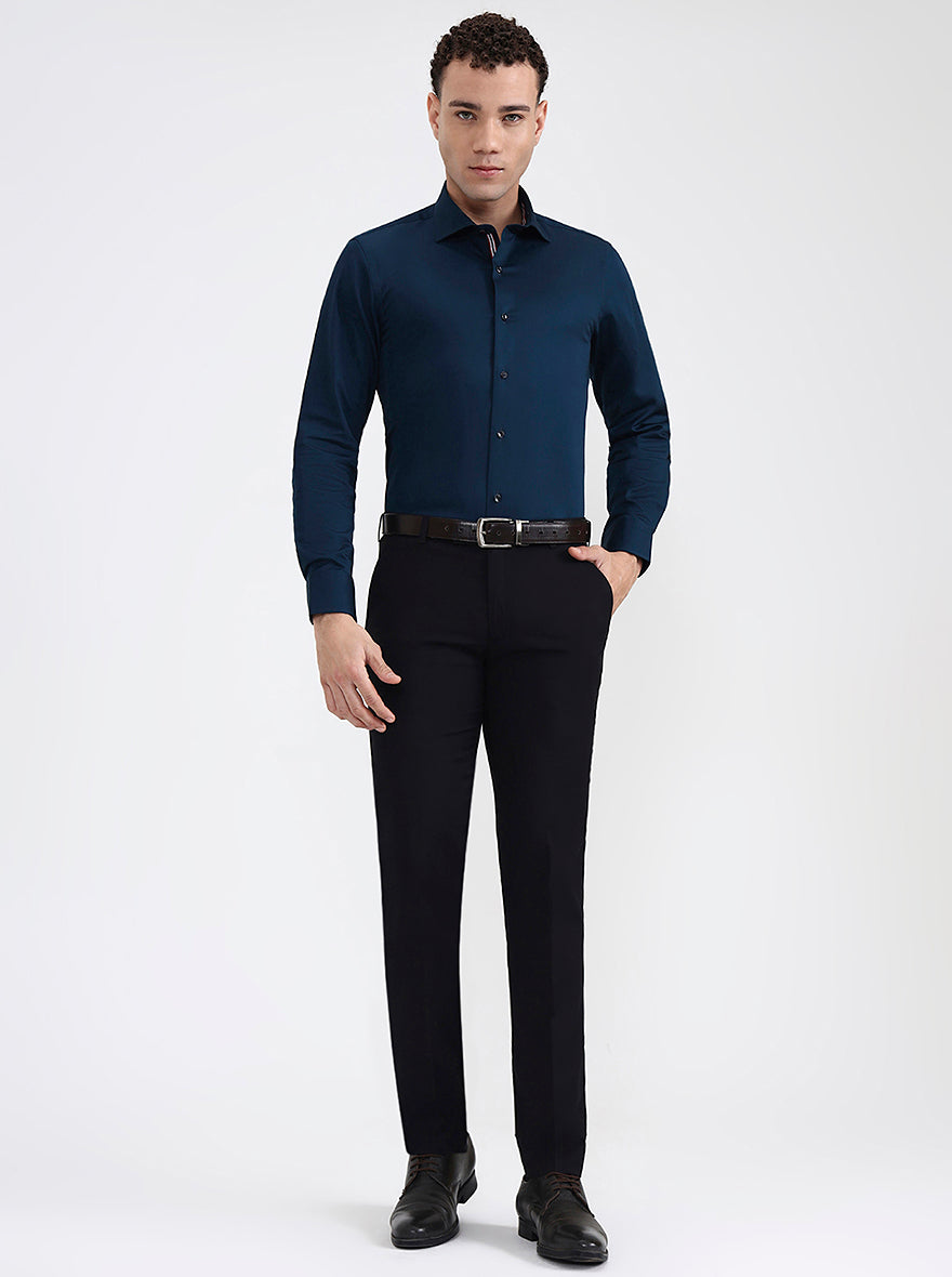 Teal Solid Slim Fit Party Wear Shirt | JB X JB