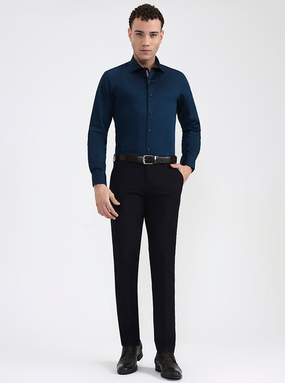 Teal Solid Slim Fit Party Wear Shirt | JB X JB