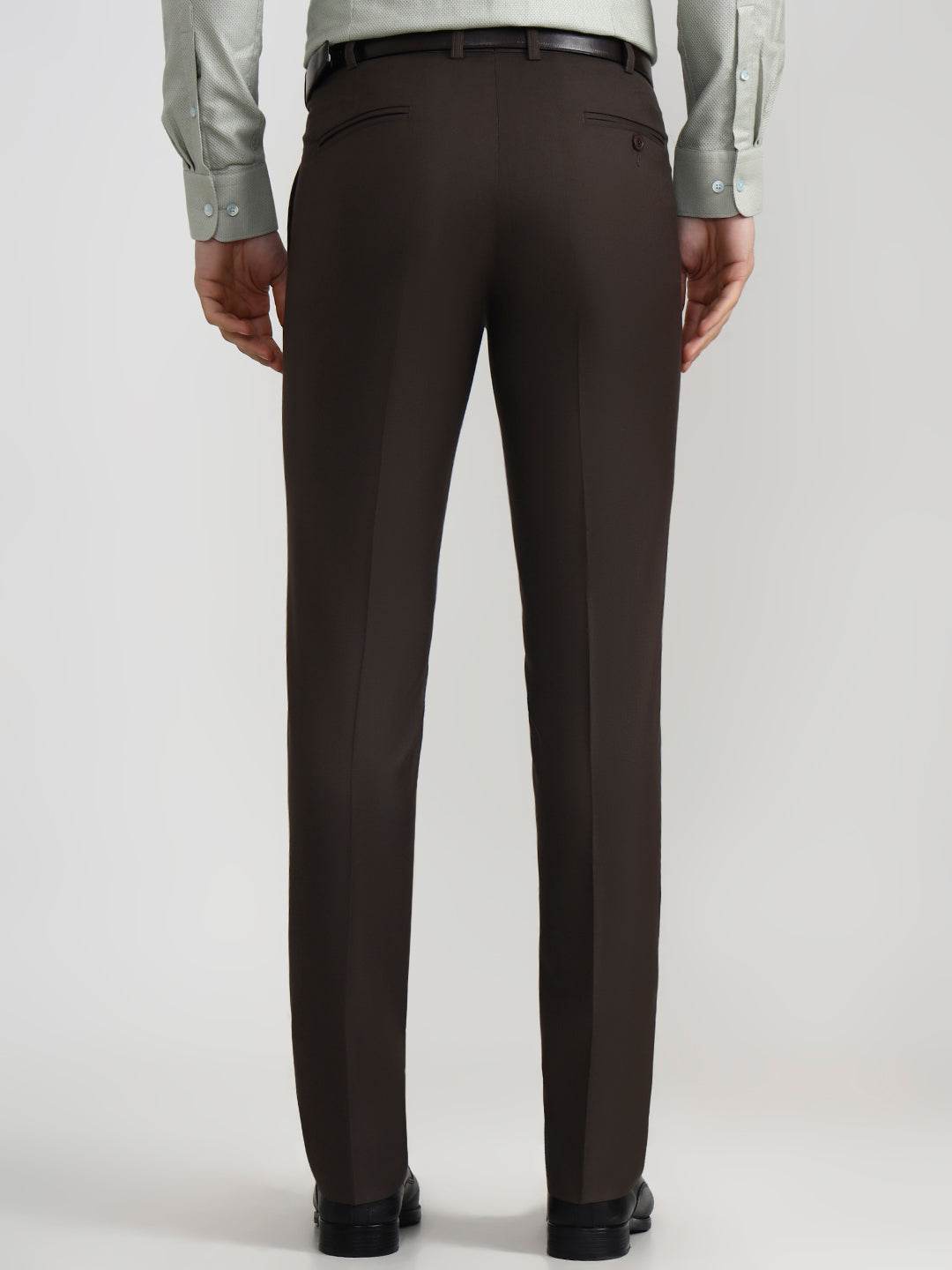 Dark Grey Solid Slim Fit Formal Trouser | Metal