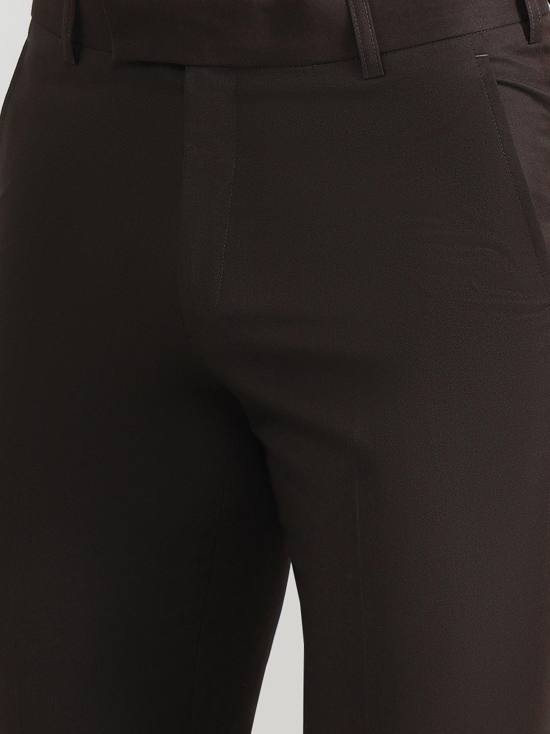 Dark Grey Solid Slim Fit Formal Trouser | Metal