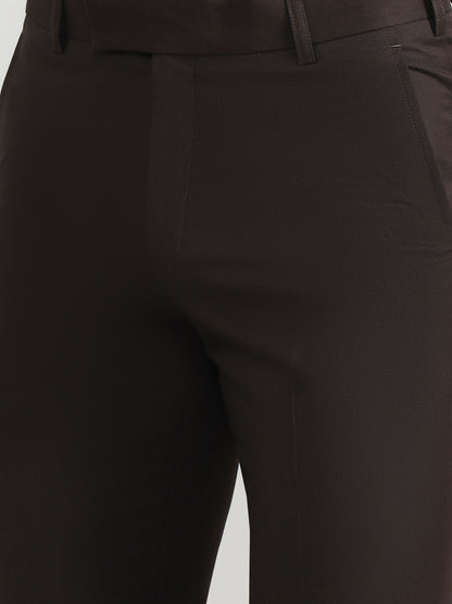 Dark Grey Solid Slim Fit Formal Trouser | Metal