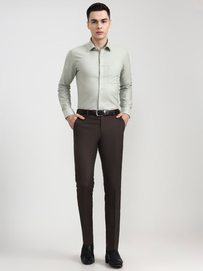 Dark Grey Solid Slim Fit Formal Trouser | Metal