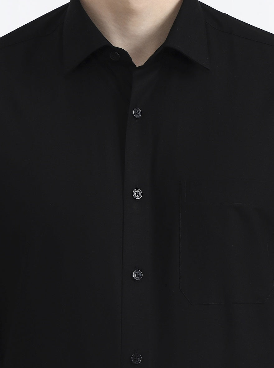 Black Solid Regular Fit Formal Shirt | JadeBlue