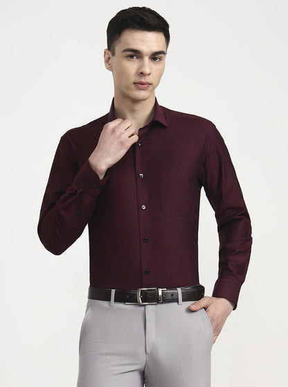 Maroon Solid Regular Fit Formal Shirt | Metal
