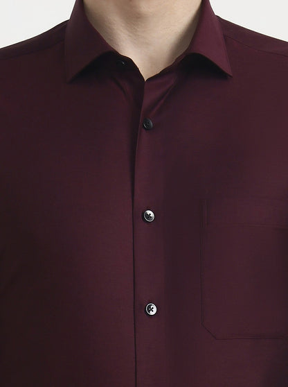 Maroon Solid Regular Fit Formal Shirt | Metal
