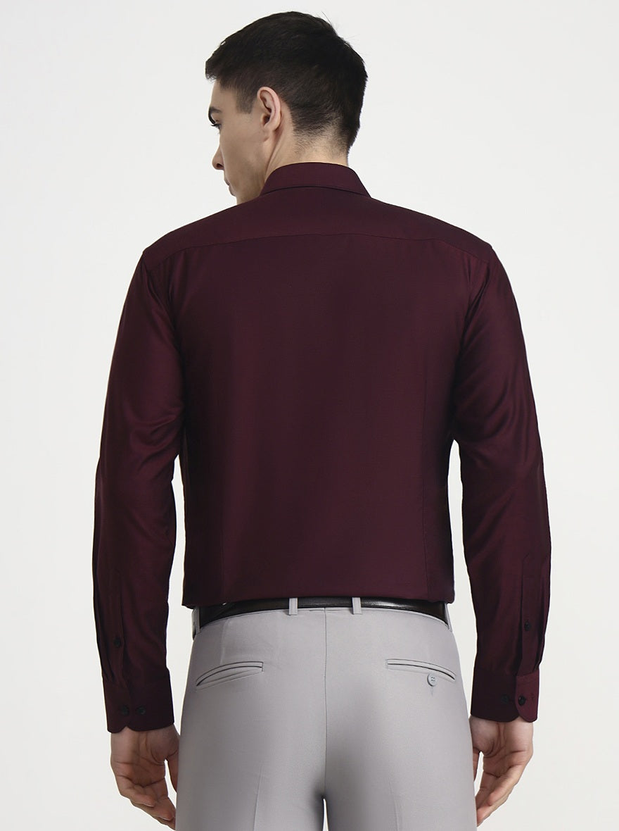 Maroon Solid Regular Fit Formal Shirt | Metal