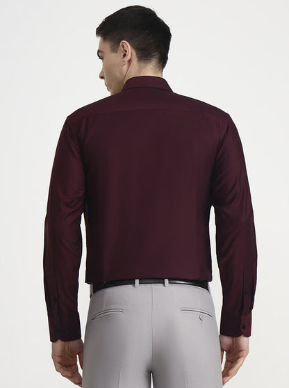 Maroon Solid Regular Fit Formal Shirt | Metal