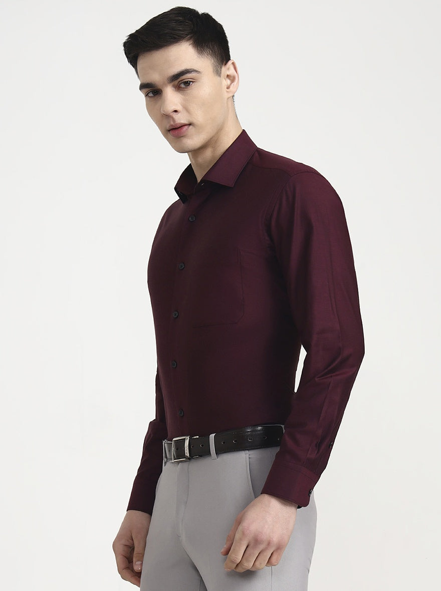 Maroon Solid Regular Fit Formal Shirt | Metal