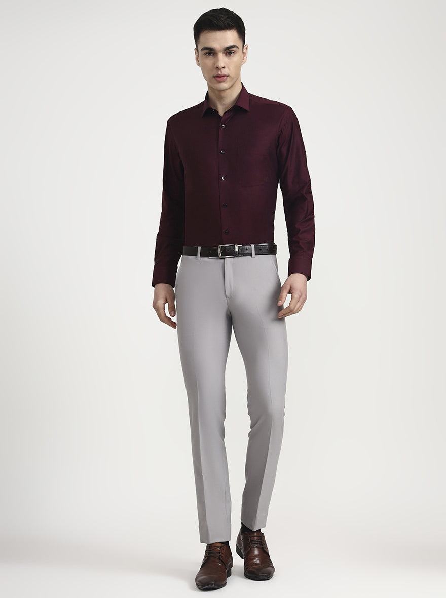 Maroon Solid Regular Fit Formal Shirt | Metal