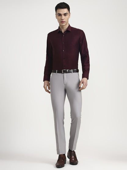 Maroon Solid Regular Fit Formal Shirt | Metal