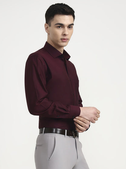 Maroon Solid Regular Fit Formal Shirt | Metal