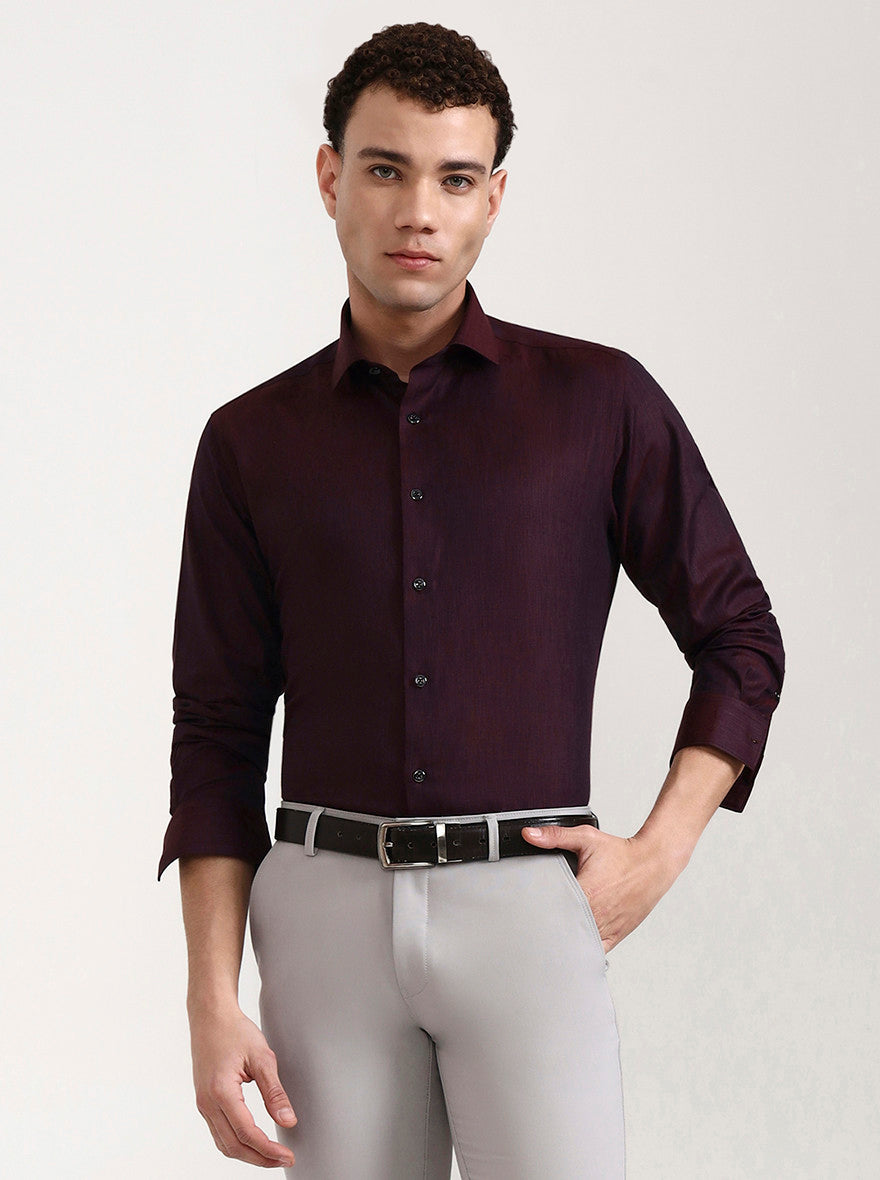 Maroon Solid Slim Fit Party Wear Shirt | Greenfibre
