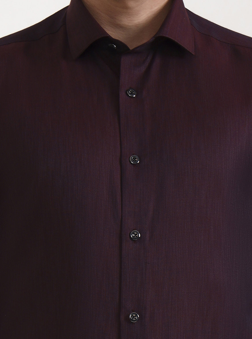 Maroon Solid Slim Fit Party Wear Shirt | Greenfibre