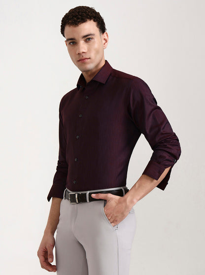 Maroon Solid Slim Fit Party Wear Shirt | Greenfibre