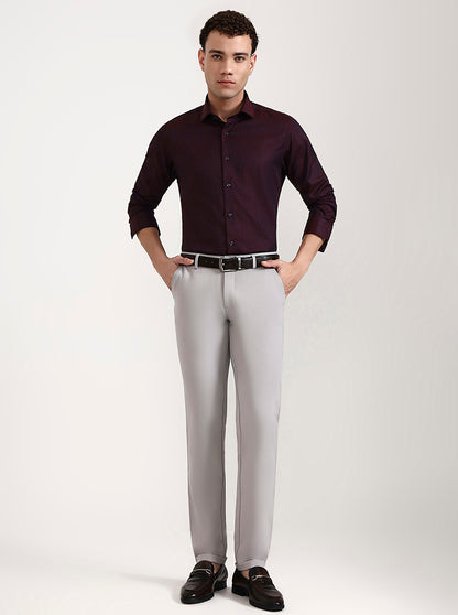 Maroon Solid Slim Fit Party Wear Shirt | Greenfibre