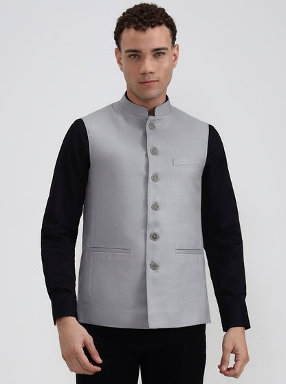 Light Grey Solid Regular Fit Modi Jacket | JadeBlue
