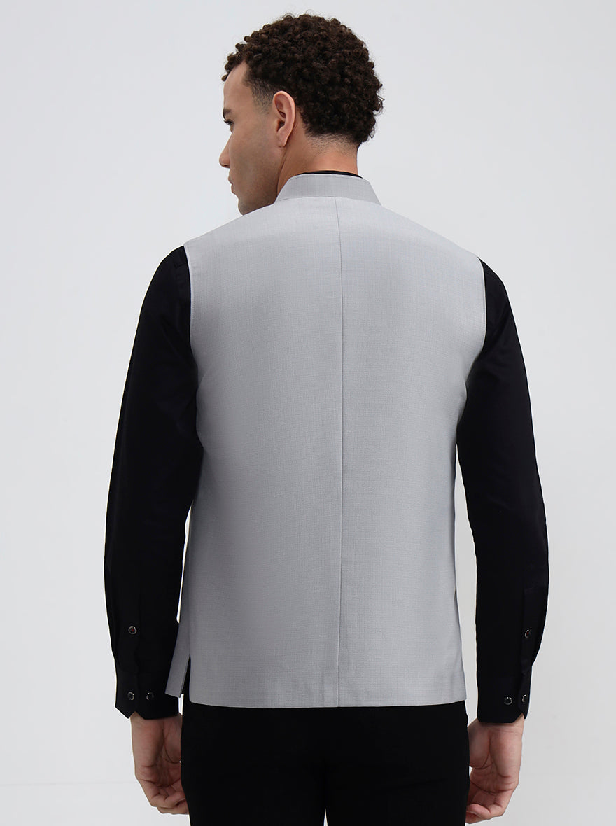 Light Grey Solid Regular Fit Modi Jacket | JadeBlue