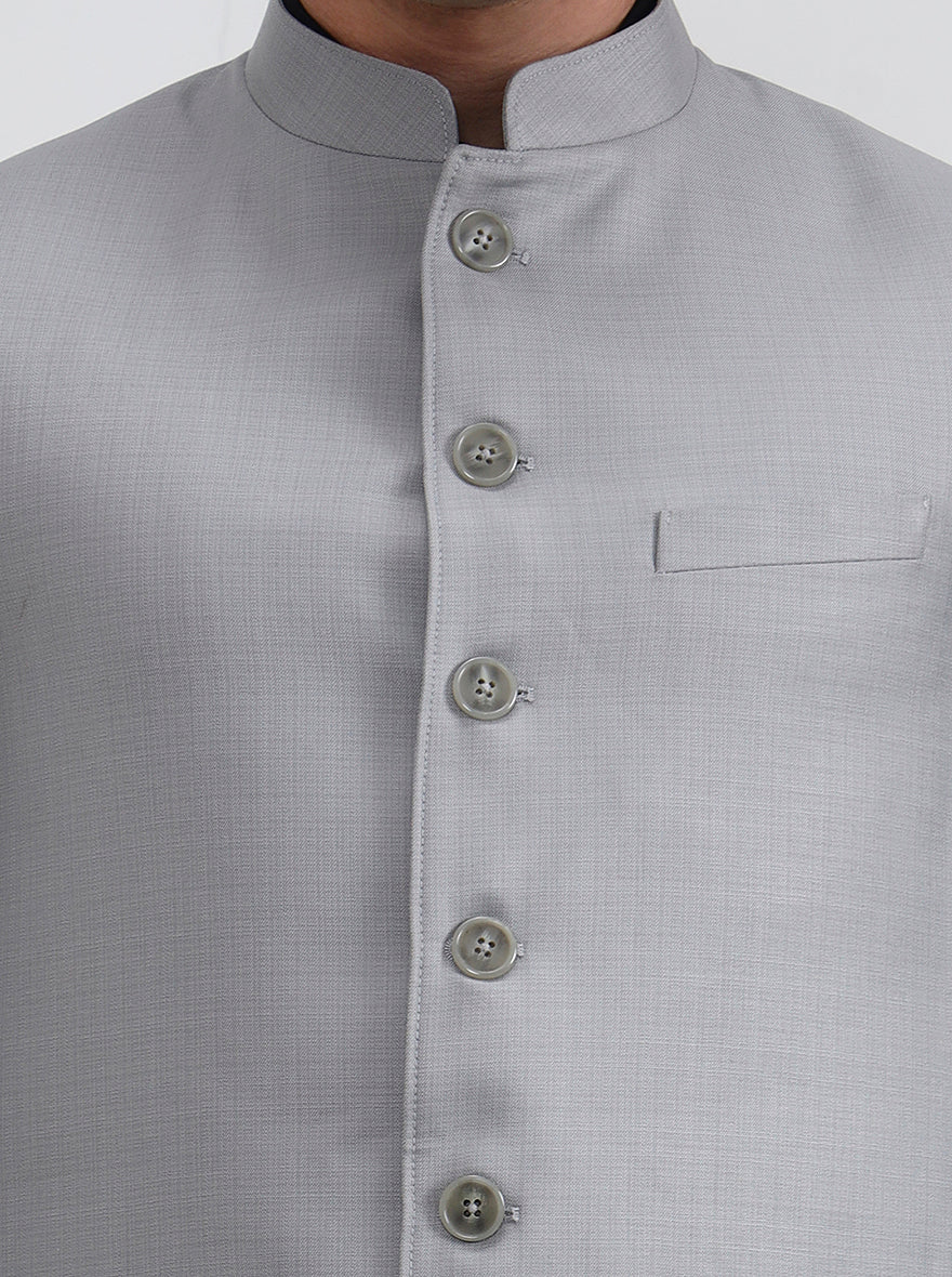 Light Grey Solid Regular Fit Modi Jacket | JadeBlue